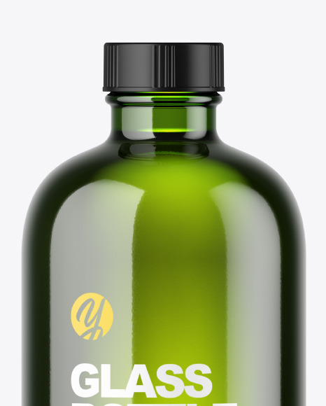 Green Glass Bottle Mockup PSD #3