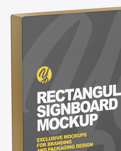 Metallic Rectangular Signboard Mockup PSD #1
