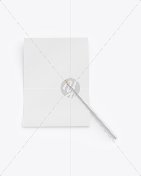 Paper With Pencil Mockup PSD #3