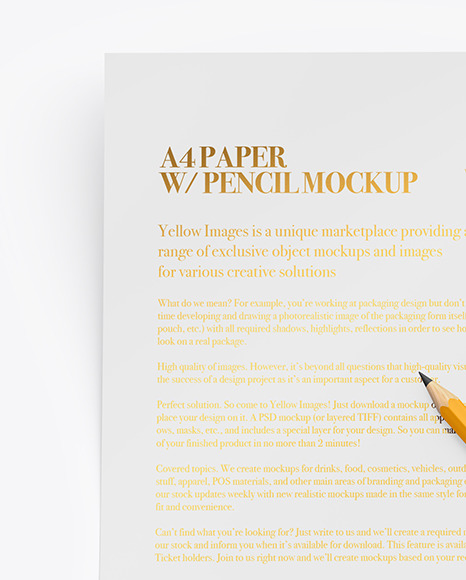 Paper With Pencil Mockup PSD #1