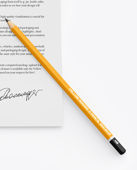 Paper With Pencil Mockup PSD #6
