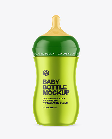Metallic Baby Bottle Mockup PSD #1