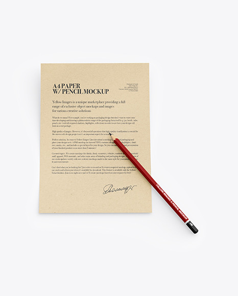 Kraft Paper With Pencil Mockup