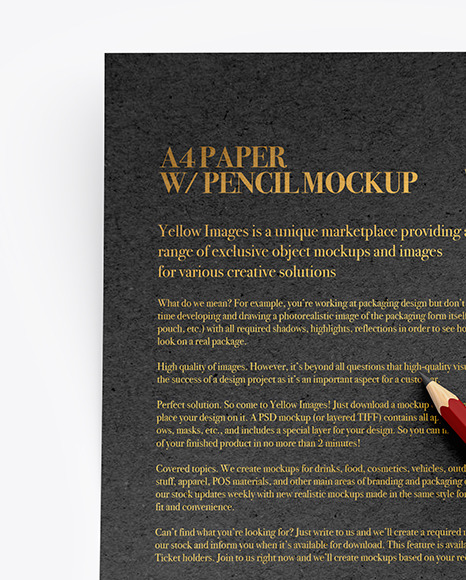 Kraft Paper With Pencil Mockup PSD #1