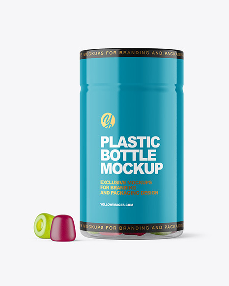 Plastic Bottle with Gummies Mockup PSD #4