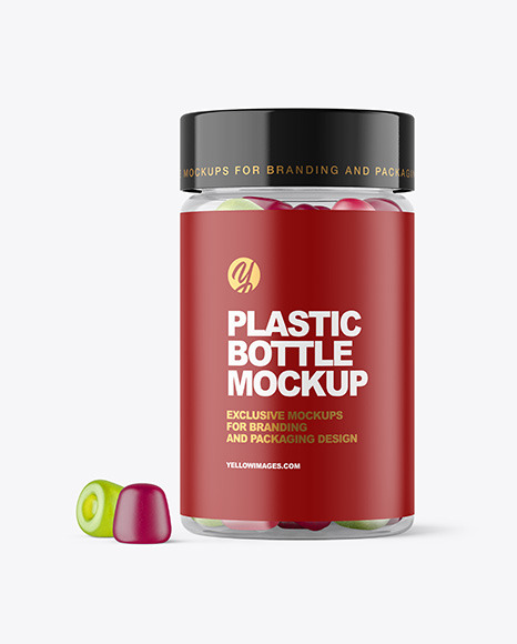 Plastic Bottle with Gummies Mockup PSD #3