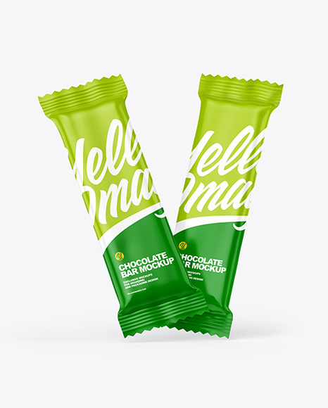 Two Glossy Chocolate Bar Mockup