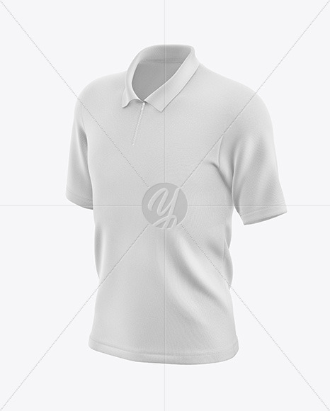 Men s Zip Polo T Shirt Mockup   Front Half Side View PSD #3