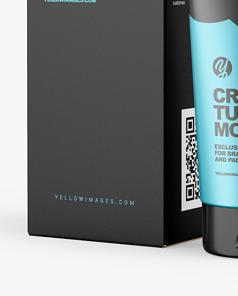 Metallic Cosmetic Tube with Box Mockup PSD #2