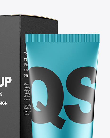 Metallic Cosmetic Tube with Box Mockup PSD #1