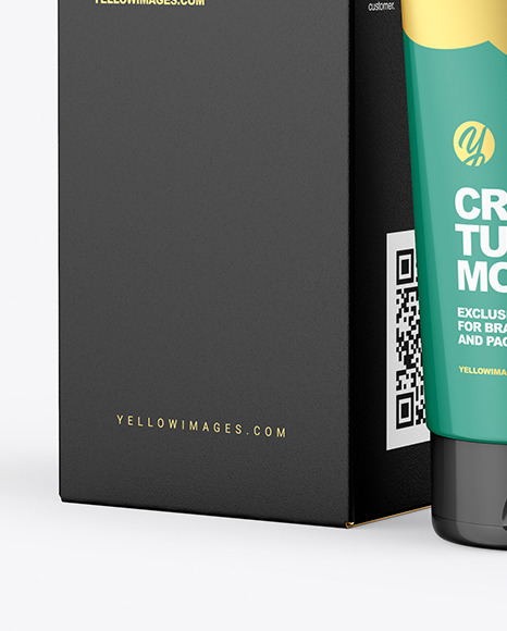 Glossy Cosmetic Tube with Box Mockup PSD #2
