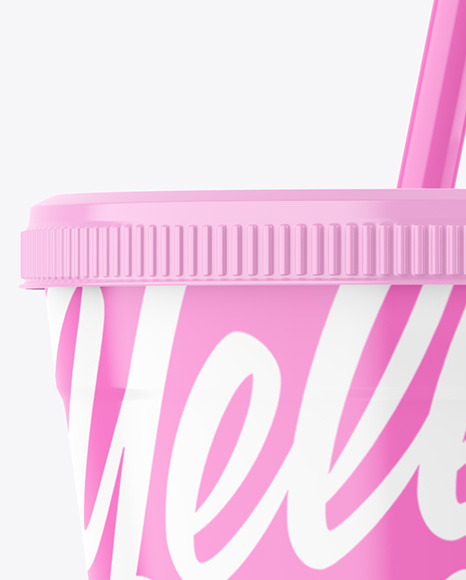 Glossy Plastic Cup with Straw Mockup PSD #2