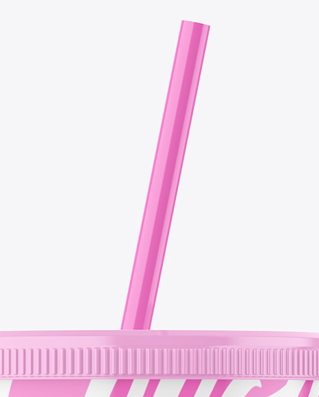 Glossy Plastic Cup with Straw Mockup PSD #6
