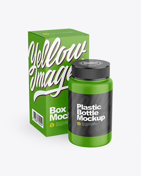 Pills Bottle with Kraft Paper Box Mockup
