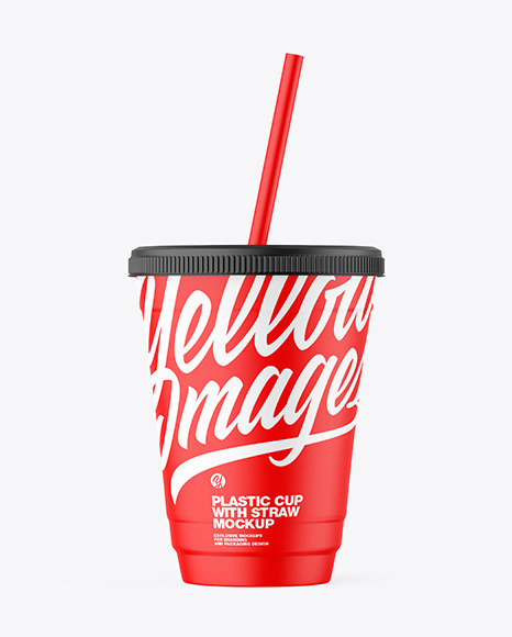 Matte Plastic Cup with Straw Mockup PSD #3