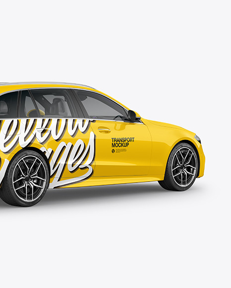 Station Wagon Mockup - Back Half Side View