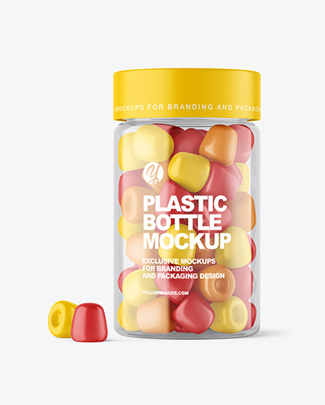 Plastic Bottle with Gummies Mockup