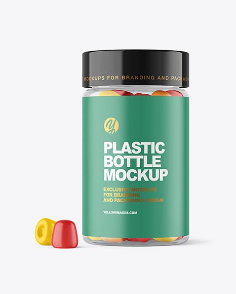 Plastic Bottle with Gummies Mockup PSD #2