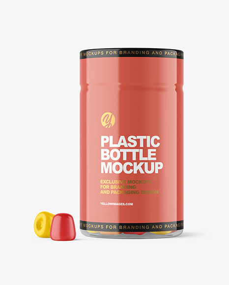 Plastic Bottle with Gummies Mockup PSD #1