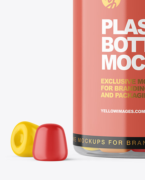 Plastic Bottle with Gummies Mockup PSD #5