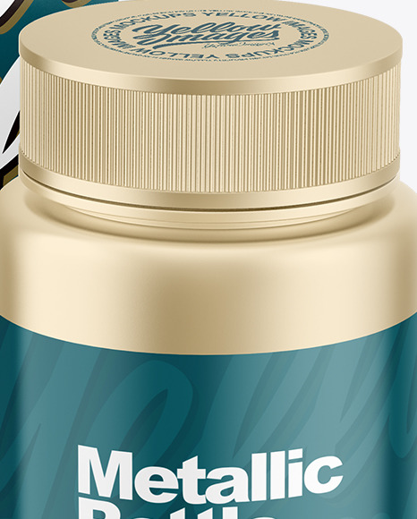 Metallic Pills Bottle with Box Mockup PSD #2