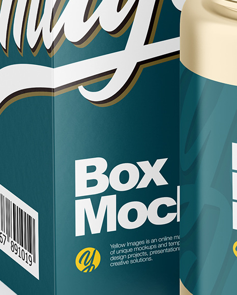 Metallic Pills Bottle with Box Mockup PSD #1