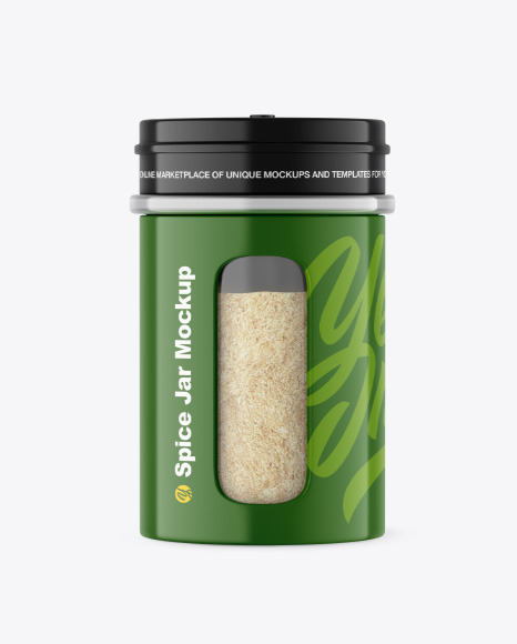 Glossy Spice Jar w/ Granulated Garlic Mockup