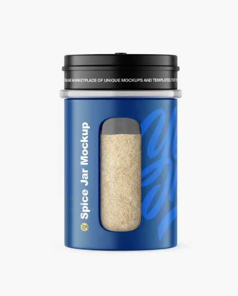 Matte Spice Jar w  Granulated Garlic Mockup PSD #2