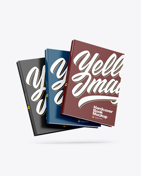 Three Hardcover Books Mockup PSD #4