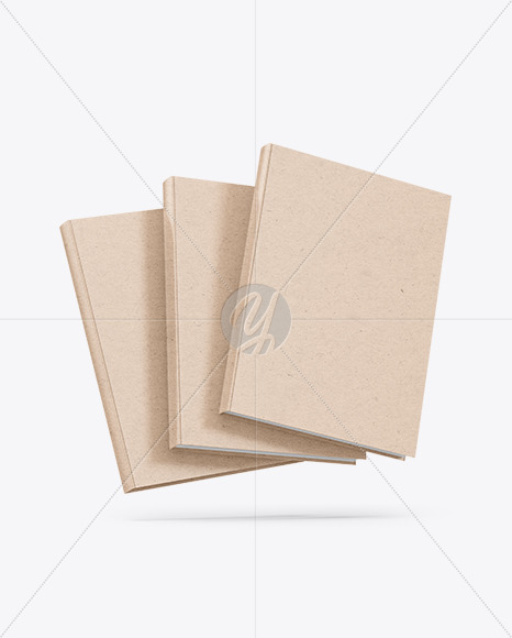 Three Kraft Paper Hardcover Books Mockup PSD #3