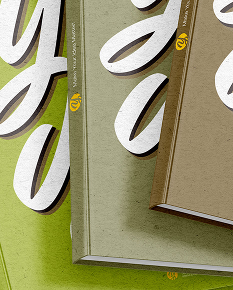 Three Kraft Paper Hardcover Books Mockup PSD #2