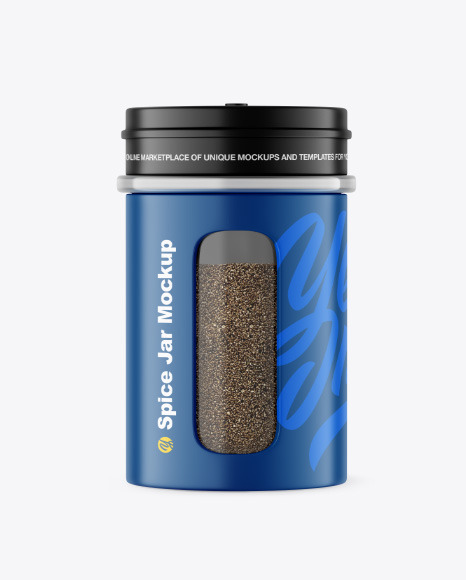 Matte Spice Jar w/ Black Pepper Mockup