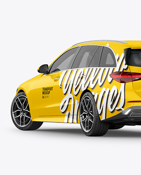 Station Wagon Mockup - Back Half Side View
