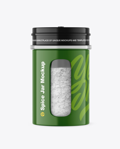 Glossy Spice Jar w  Salt Mockup PSD #2