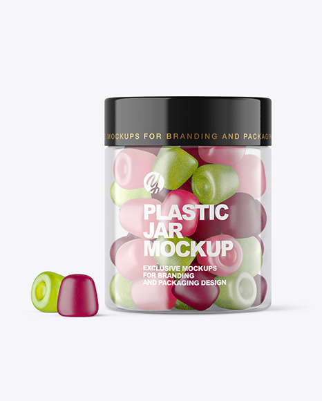 Plastic Jar with Gummies Mockup
