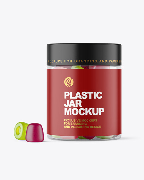 Plastic Jar with Gummies Mockup PSD #2