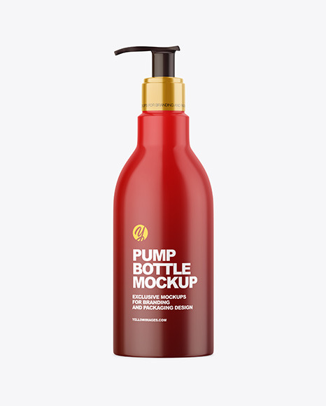 Glossy Bottle with Pump Mockup