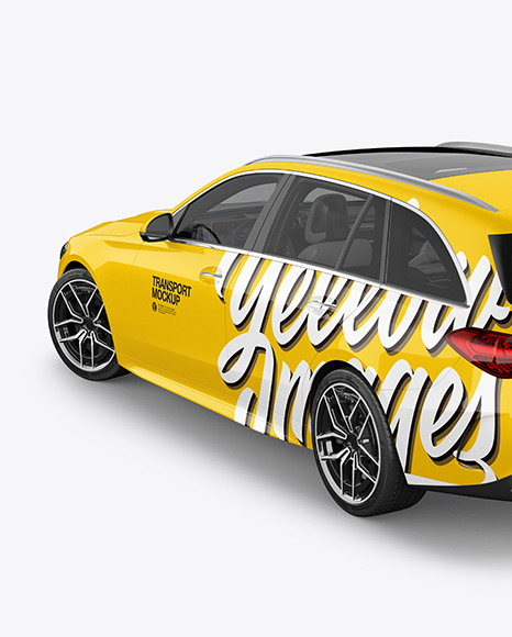 Station Wagon Mockup - Back Half Side View