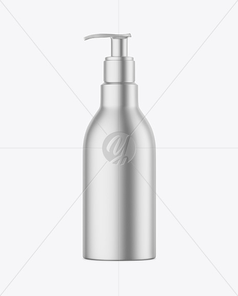 Matte Metallic Bottle with Pump Mockup PSD #3