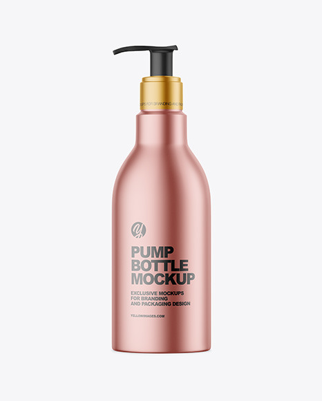 Matte Metallic Bottle with Pump Mockup