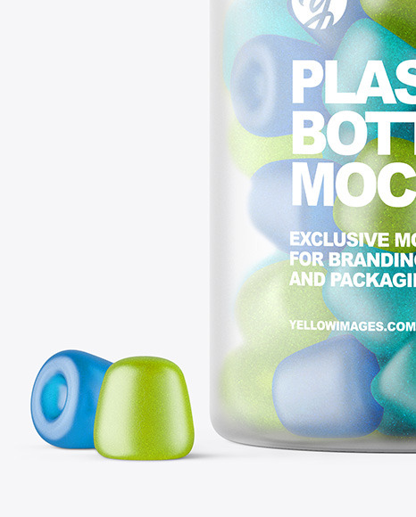 Frosted Plastic Bottle with Gummies Mockup PSD #7