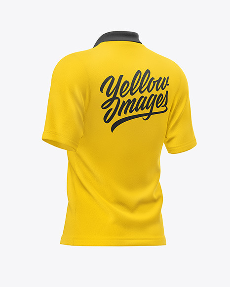 Men&#039;s Zip Polo T-Shirt Mockup - Back Half Side View