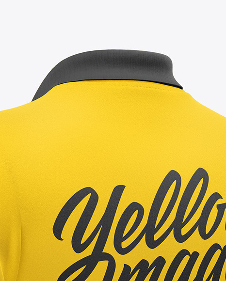Men's Zip Polo T-Shirt Mockup - Back Half Side View Men's Zip Polo T-Shirt Mockup - Back Half Side View