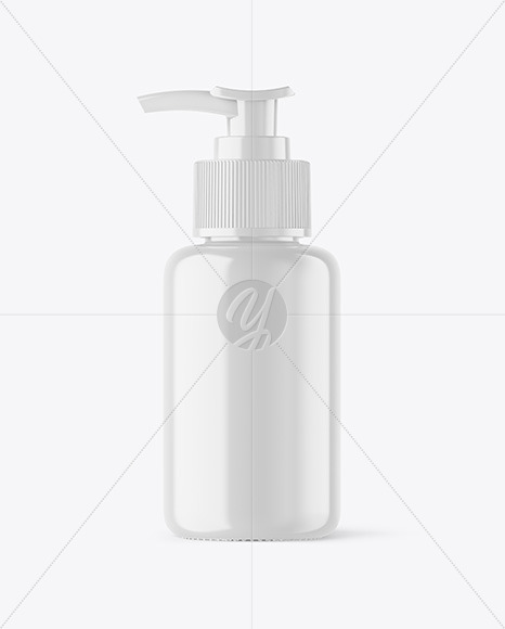 Glossy Cosmetic Bottle with Pump Mockup PSD #1