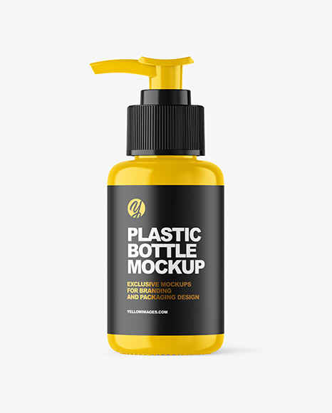 Glossy Cosmetic Bottle with Pump Mockup PSD #2