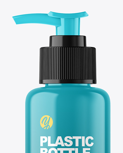 Glossy Cosmetic Bottle with Pump Mockup PSD #4