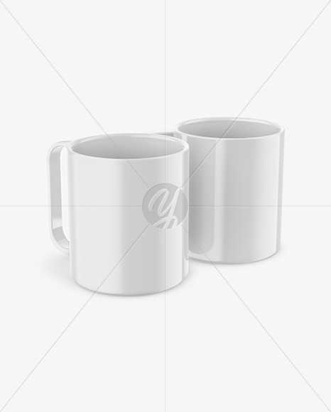 Two Glossy Mugs Mockup PSD #3