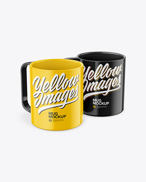 Two Glossy Mugs Mockup