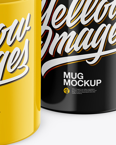 Two Glossy Mugs Mockup PSD #6