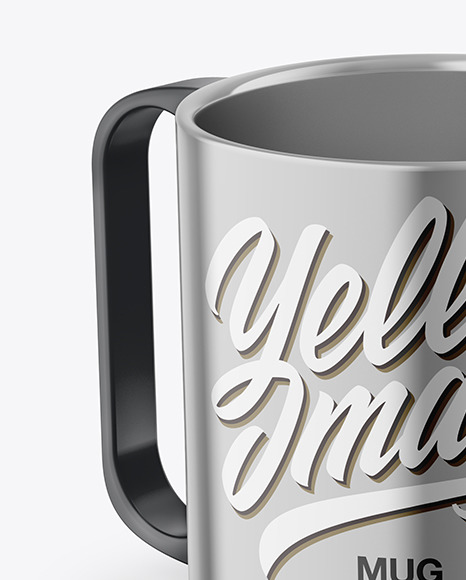 Two Glossy Metallic Mugs Mockup PSD #1